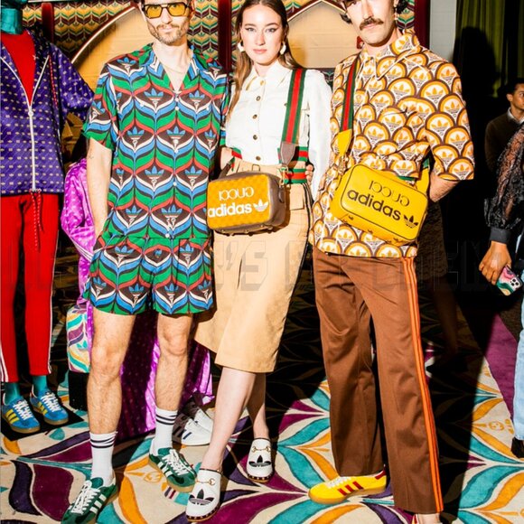 GUCCI x Adidas 38EU- 8US white Leather Trefoil logo GG platform Mule Clogs shoes - Picture 10 of 14